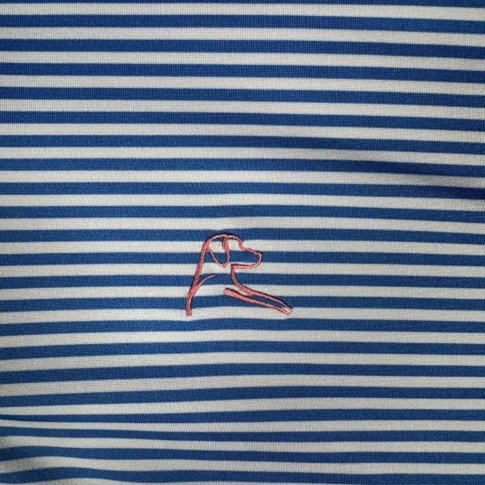 Rhoback Mens XL Blue White Stripe Performance Golf Polo Shirt Tennis Stretch - Picture 2 of 7
